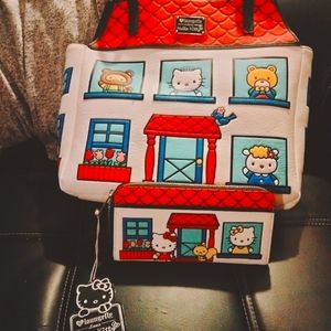 LOUNGEFLY HelloKitty Collectible Schoolhouse purse and wallet Set!